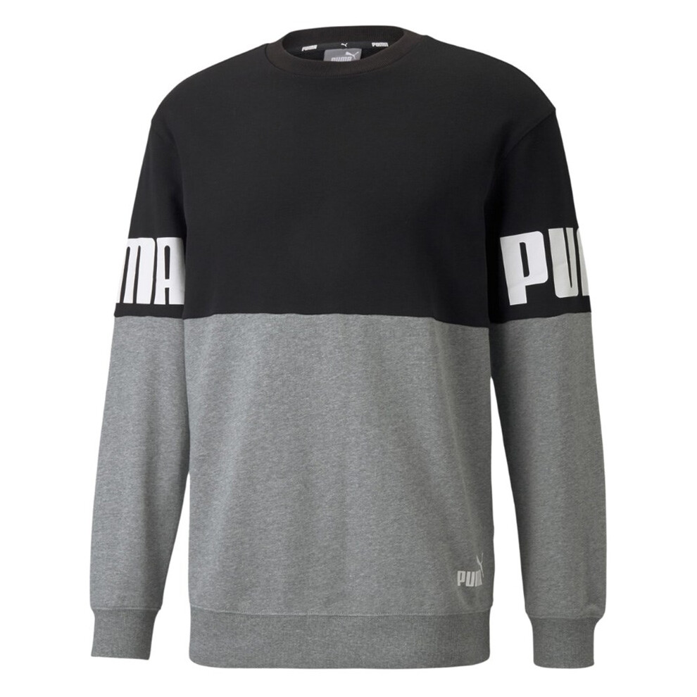 Puma Power Colorblock Crew Sweatshirt Grey-Black 589430 01 S