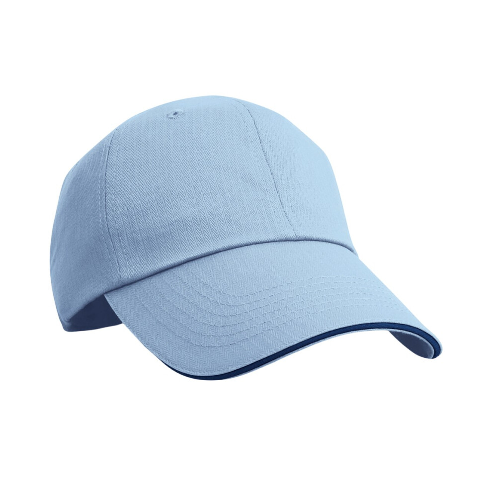 (One Size, Sky/Navy) Result Headwear Herringbone Sandwich Peak Baseball Cap