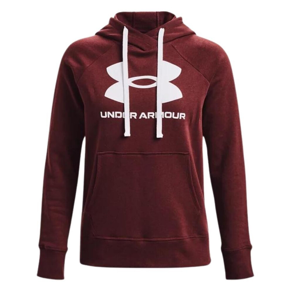 Under Armour Women's Rival Fleece Logo Hoodie Burgundy 1356318 690