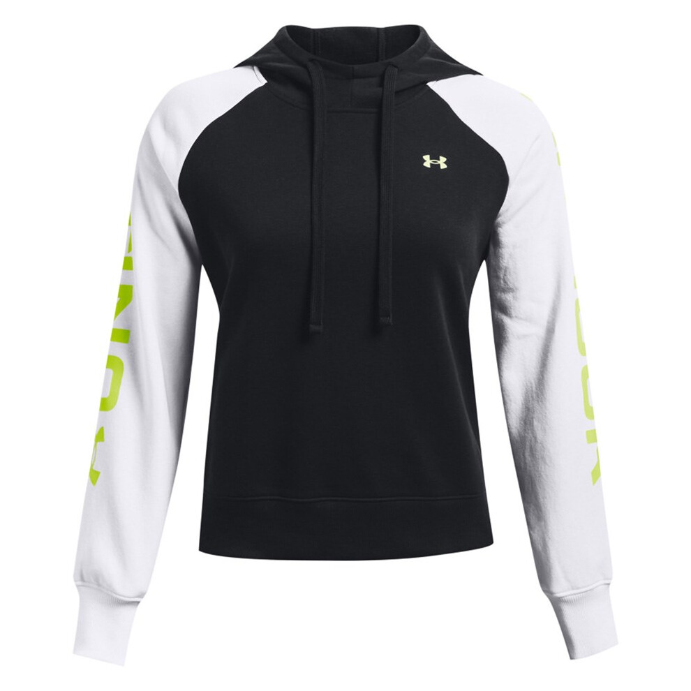 Under Armour Women's Rival Fleece CB Hoodie Black & White 1365861 002