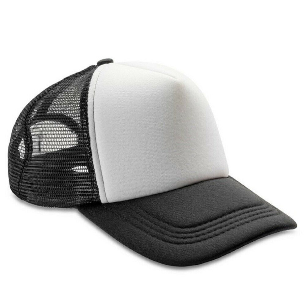 (One Size, Black/White) Result Headwear Mens Core Detroit 1/2 Mesh Truckers Cap