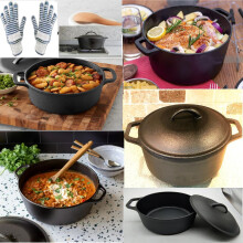 VG® Pre-Seasoned Cast Iron Dutch Oven 4.7L with Lid & Oven Gloves