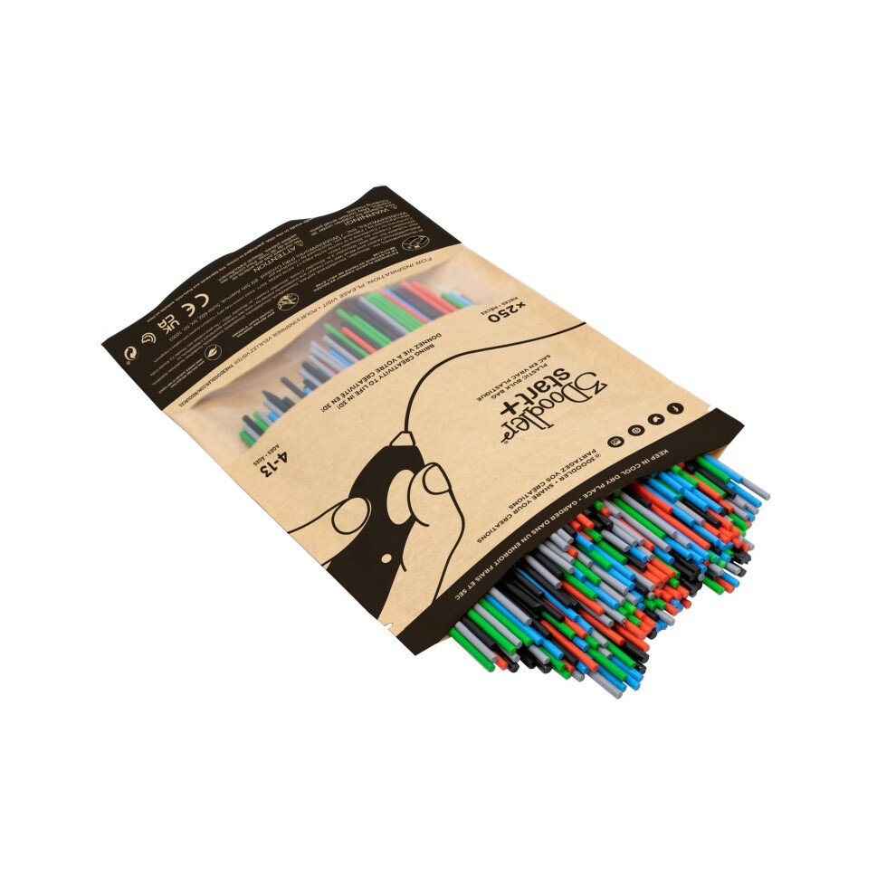 3Doodler Primary Pow Mixed Bag 250 Plastique Compostable Bleu, Vert, Gris, Rouge 1 G-image