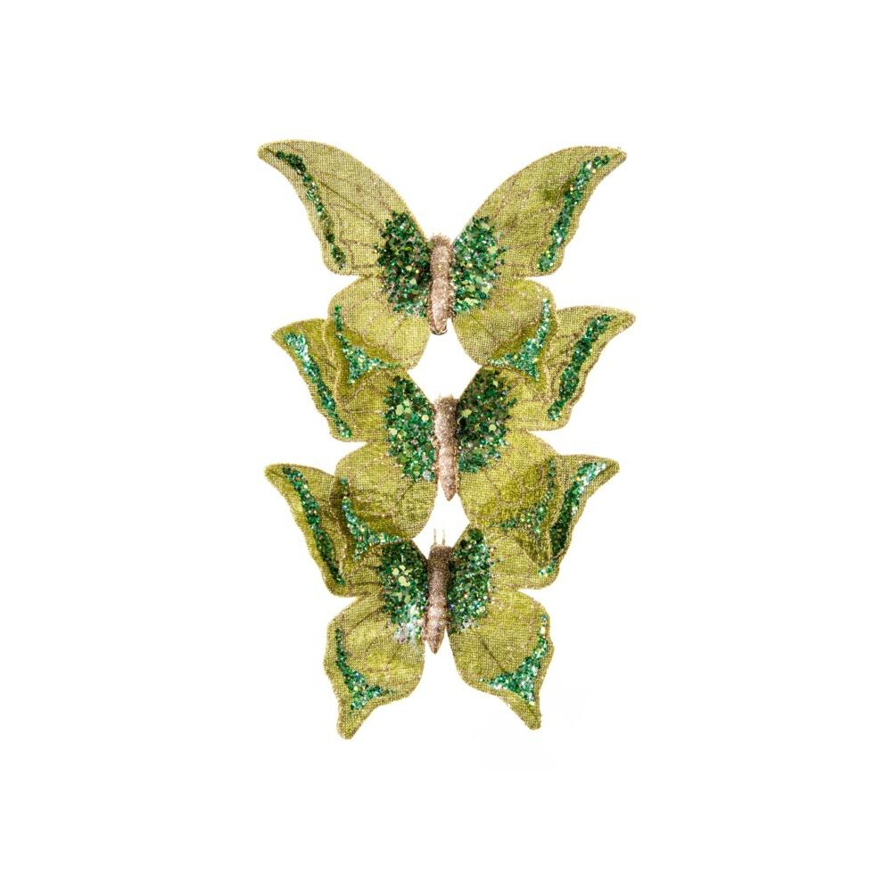 (One Size, Olive Green) Premier Butterfly Decoration (Pack of 3)