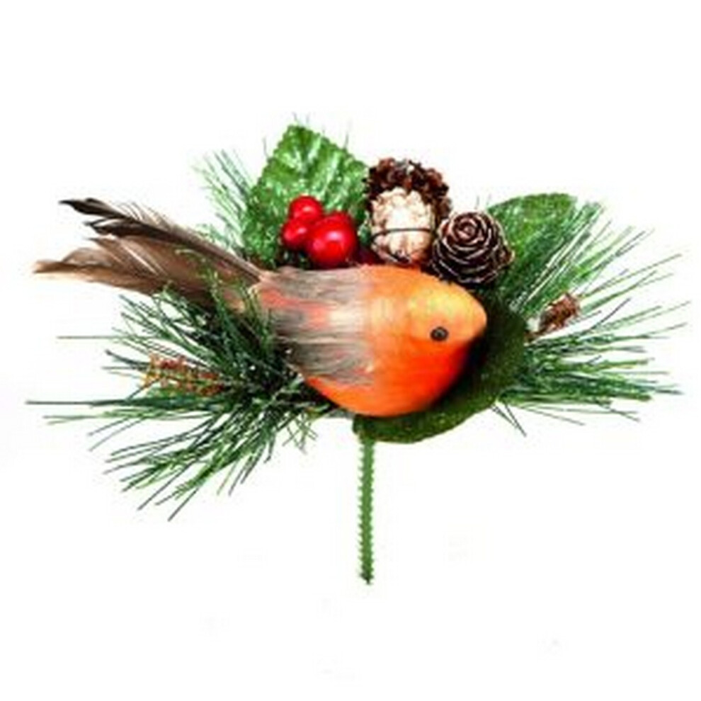 Premier Robin With Pine Cone Pick Christmas Decoration