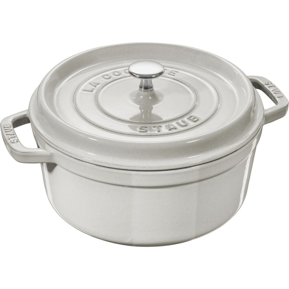 Staub Round Cast Iron Pot - 2.2 ltr, White Truffle