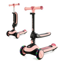 Draisienne 2 in 1 Kinderkraft HALLEY, Bicicletta e Monopattino 3 Ruote, Manubrio Regolabile, Ruote Luminosi, Design Leggero e Moderno, Rosa