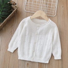 (White, 6-7 Years) Summer Girls Cardigan Thin Sweater Long Sleeve Lace Cardigans Age 2-7 Years