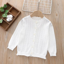 (White 2#, 5-6 Years) Summer Girls Cardigan Thin Sweater Long Sleeve Lace Cardigans Age 2-7 Years