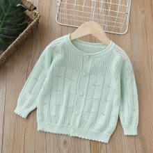(Light Green, 5-6 Years) Summer Girls Cardigan Thin Sweater Long Sleeve Lace Cardigans Age 2-7 Years