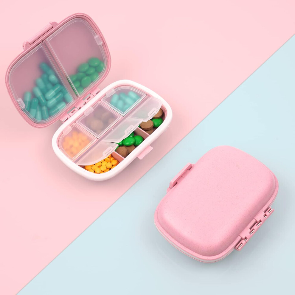 Gogerstar Pink (Pink) Pill Box Organiser, Portable Medicine Storage Box With 8 Compartments, Pill Case Pill Dispenser To Hold Vitamins, Cod Liver Oil