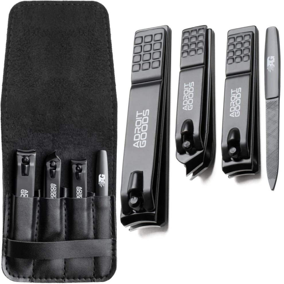 AdroitGoods 4 Piece Luxury Nail Clipper Set - with File Leather Case