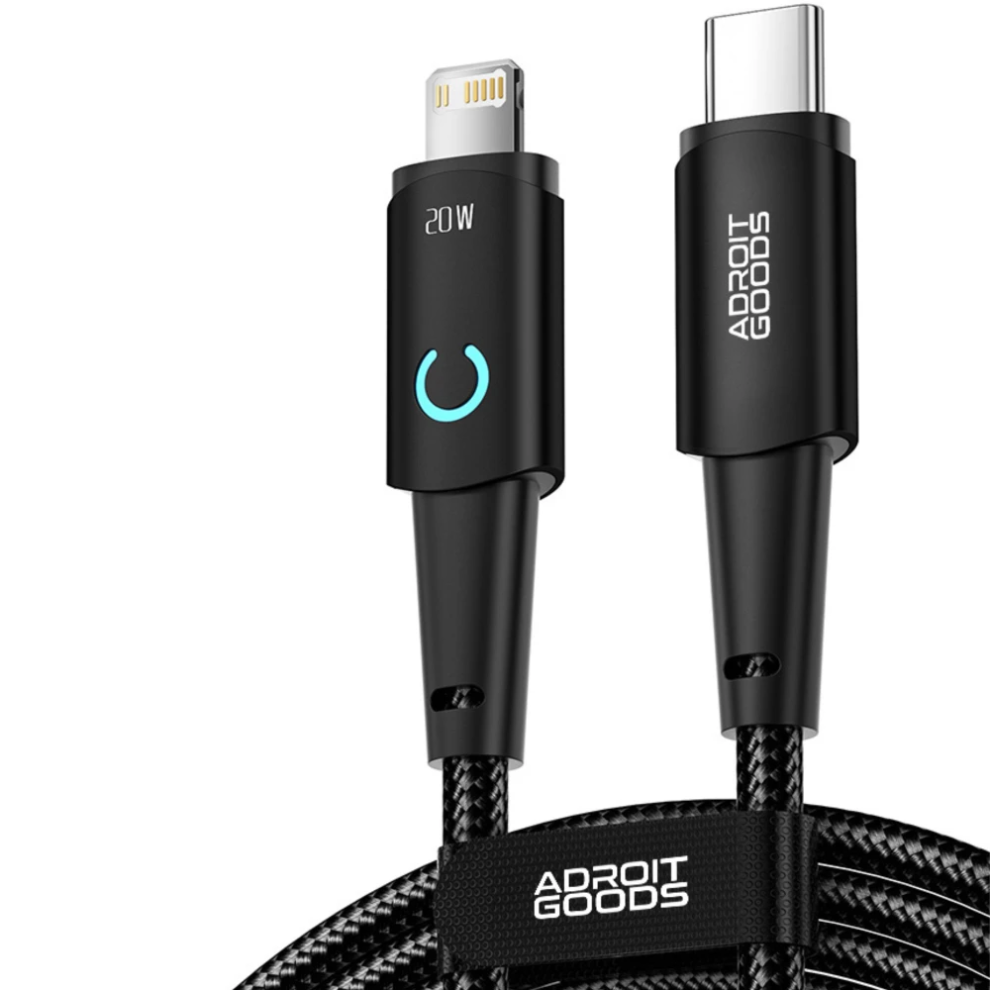 (200 cm) AdroitGoods iPhone Charger Cable - Usb-C To Lightning - Black - 2.4A Fast Charging Cable