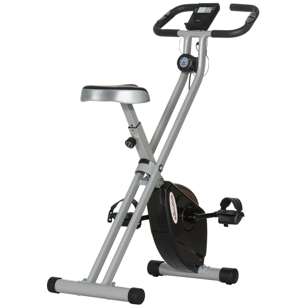 SPORTNOW Folding Exercise Bike With Heart-Rate Sensor For Home Use, Black/Grey