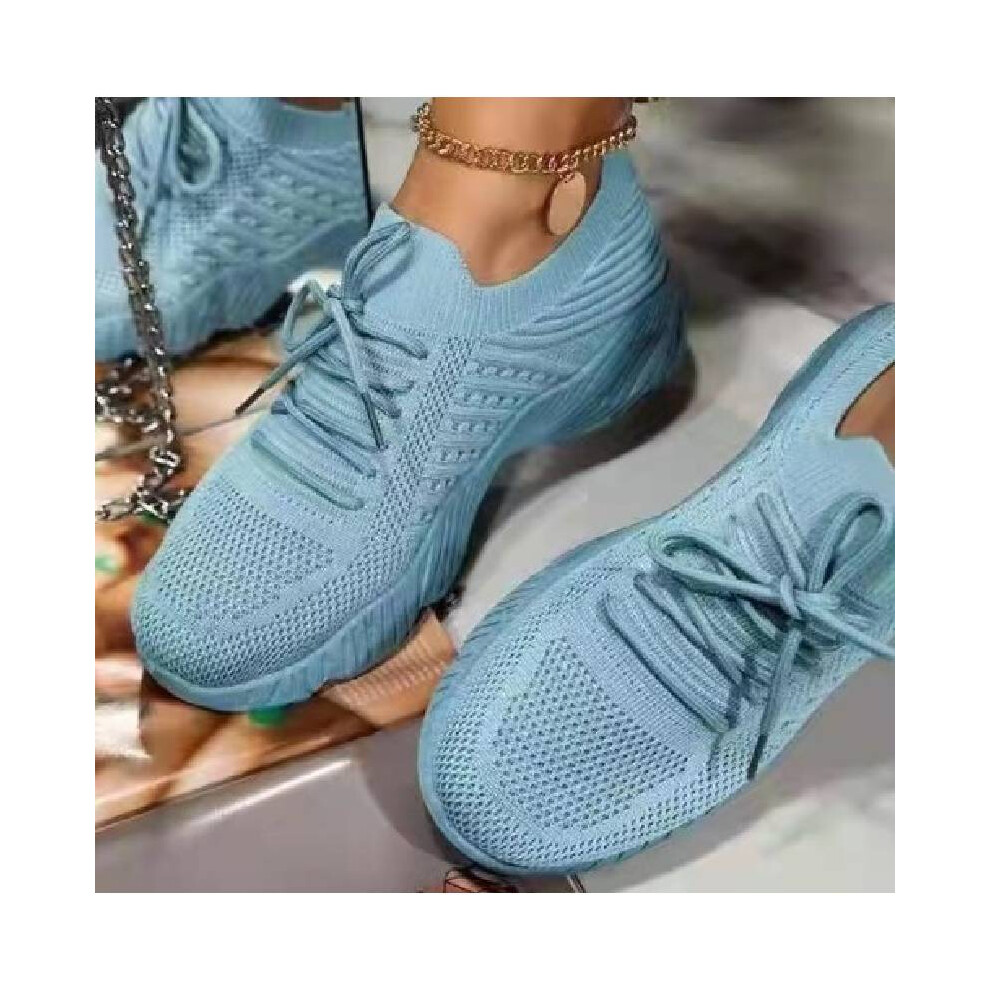 (Light Blue, 39?Foot Length24.5cm/9.8in) Ladies Sneakers Slip On Running Trainers Womens Walking Gym Comfy Fashion Shoes