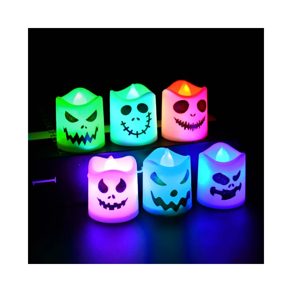6Pcs/lot Led Halloween Ghost Pumpkin Candle Light Halloween Party Home Bar Multicolor Lamp Decoration Haunted House Horror Props