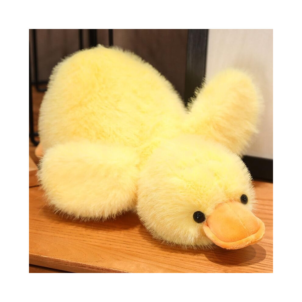 (50cm, Yellow) Fluffy Plush Duck Stuffed Animal Lying Down,Cute Duck Pillow,Kawaii Stuffed Animal Pillow,Goose Feather Stuffed Animal Kids Gift