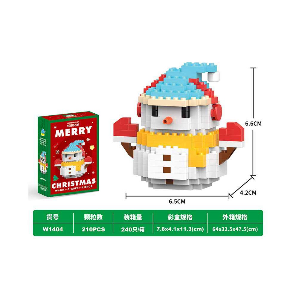 (Blue Snowman (210PCS)) Christmas assembled small particles building block toys santa claus elf train snowman