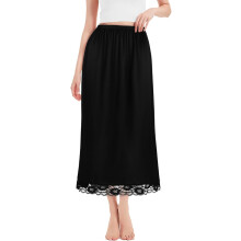 (Black) Women's Half Slips, Soft Underskirt, Elastic Waist Half Slips Skirt Petticoat, Ladies Waist Slips for Skirts Underdress