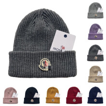 (Black) Monclers Knitted Hat Wooly Beanie Hat Unisex Men Women Winter Warm Ski Skull Cap