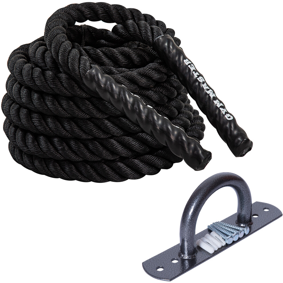 (15M) GYM MASTER Battle Rope with Hoop Wall Anchor