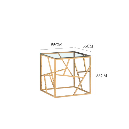 Comfy Living (Gold) Glass and Metal Square End Table Side Table In Gold Or Silver 2