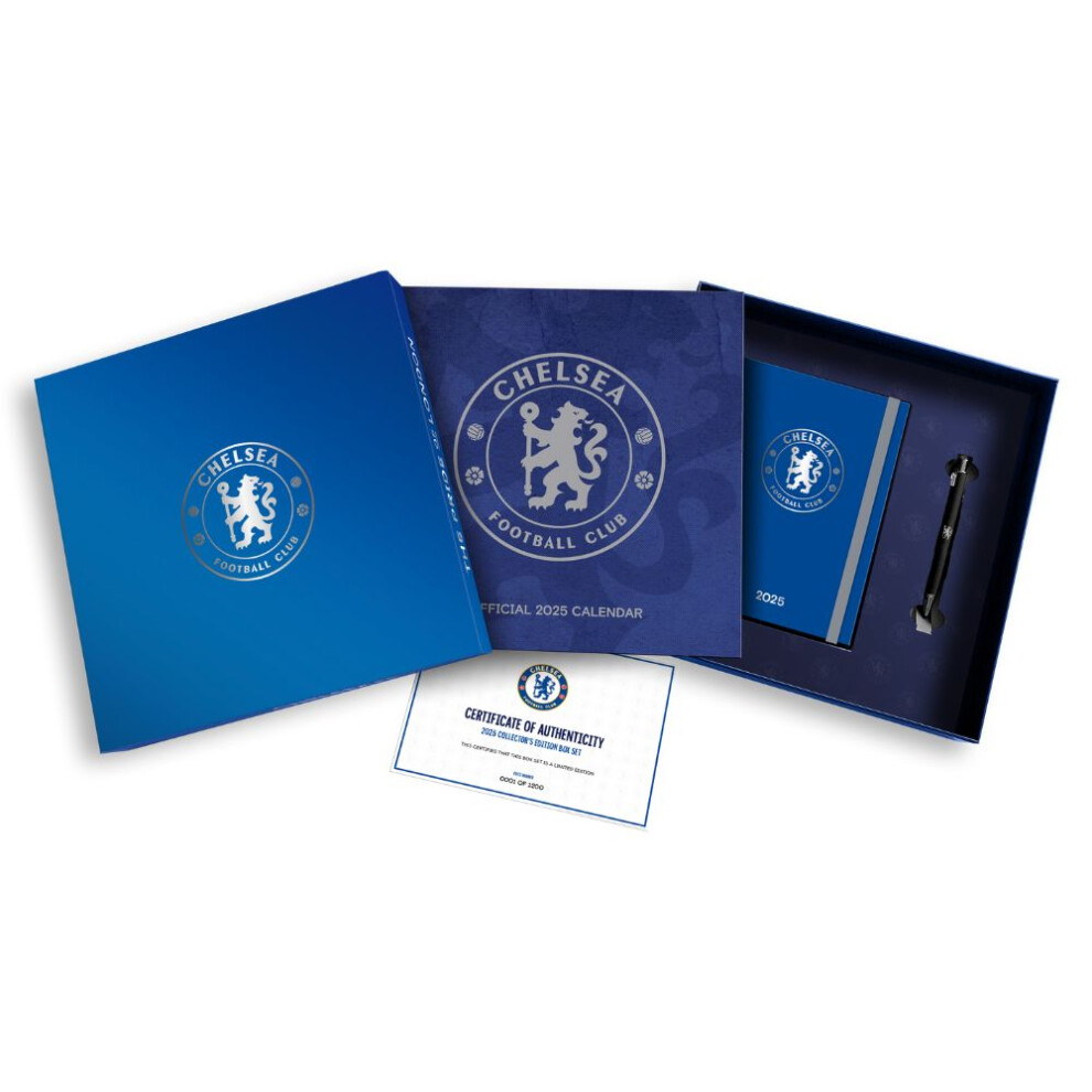 2025 Calendar Chelsea FC Calendar, A5 Diary & Pen Musical Gift Box Set