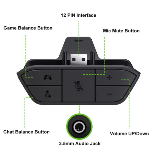 Controller Headset Adapter Audio Mic Headphone Converter for Xbox One Controller 2
