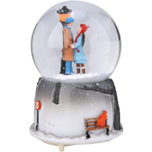 LED muzikale sneeuwbol, de minnaars standbeeld licht lamp muziekdoos met basis, nacht licht desktop ornament home decor kerst kinderdag cadeau voor Ki