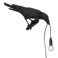 Crow Wall Lamp, Unique Gothic Raven Birds Wall Sconce Light for Bedside Bedroom Living Room Farmhouse Decor (Left Black Wall Lamp)