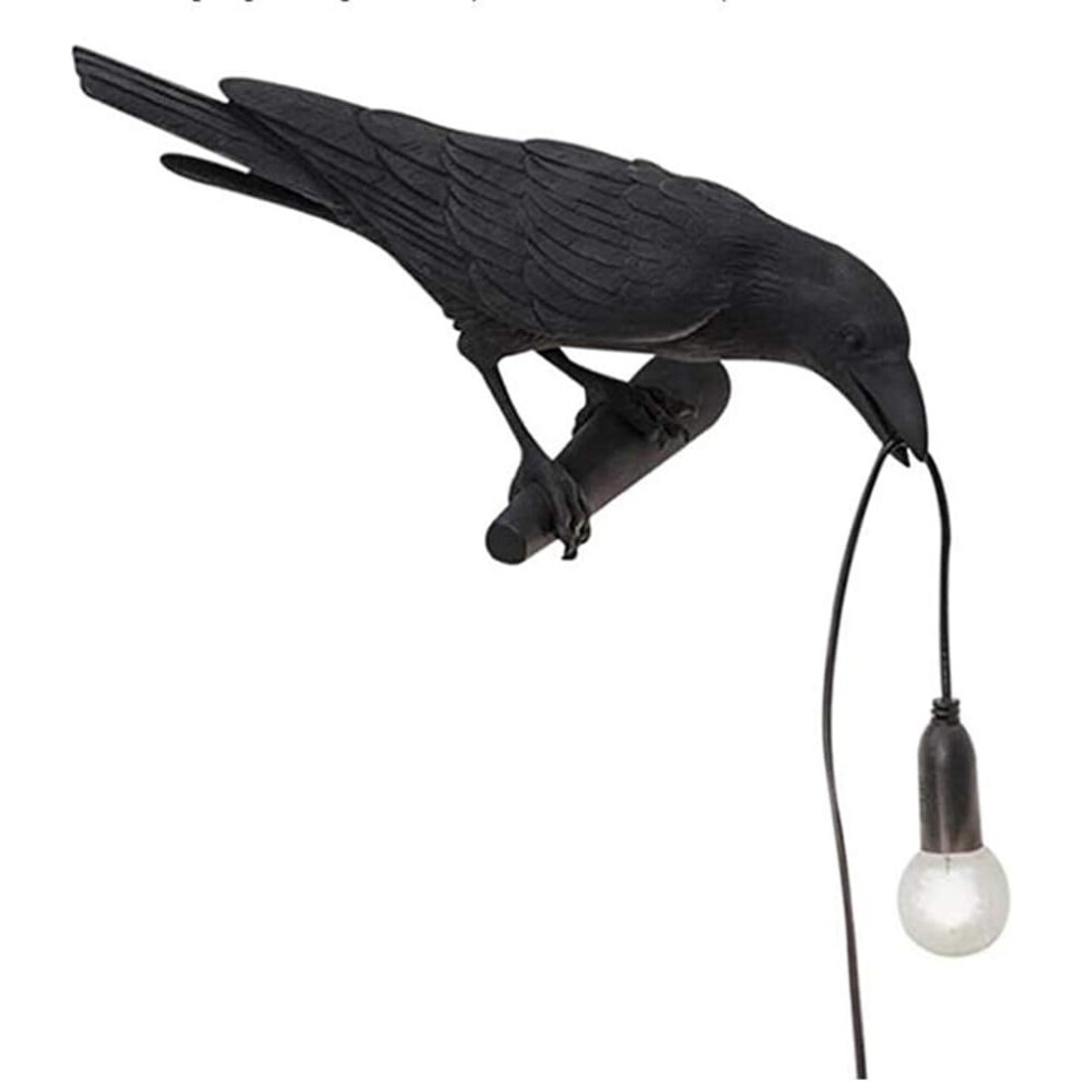 Crow Wall Lamp, Unique Gothic Raven Birds Wall Sconce For Bedside Bedroom Living Room Farmhouse Decor (Left Wall Lamp) Light/Black