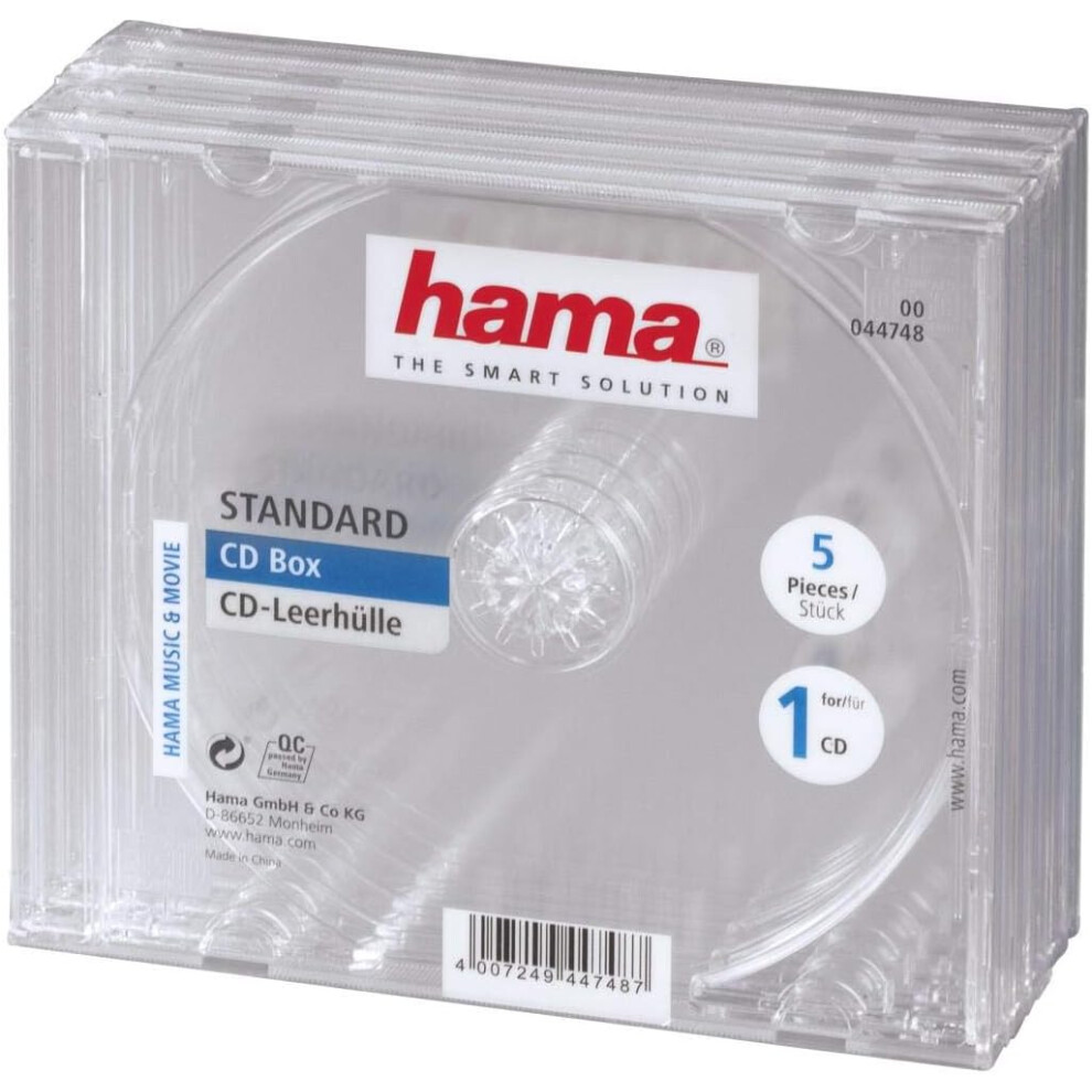 Hama Standard CD Jewel Case, pack of 5, transparent