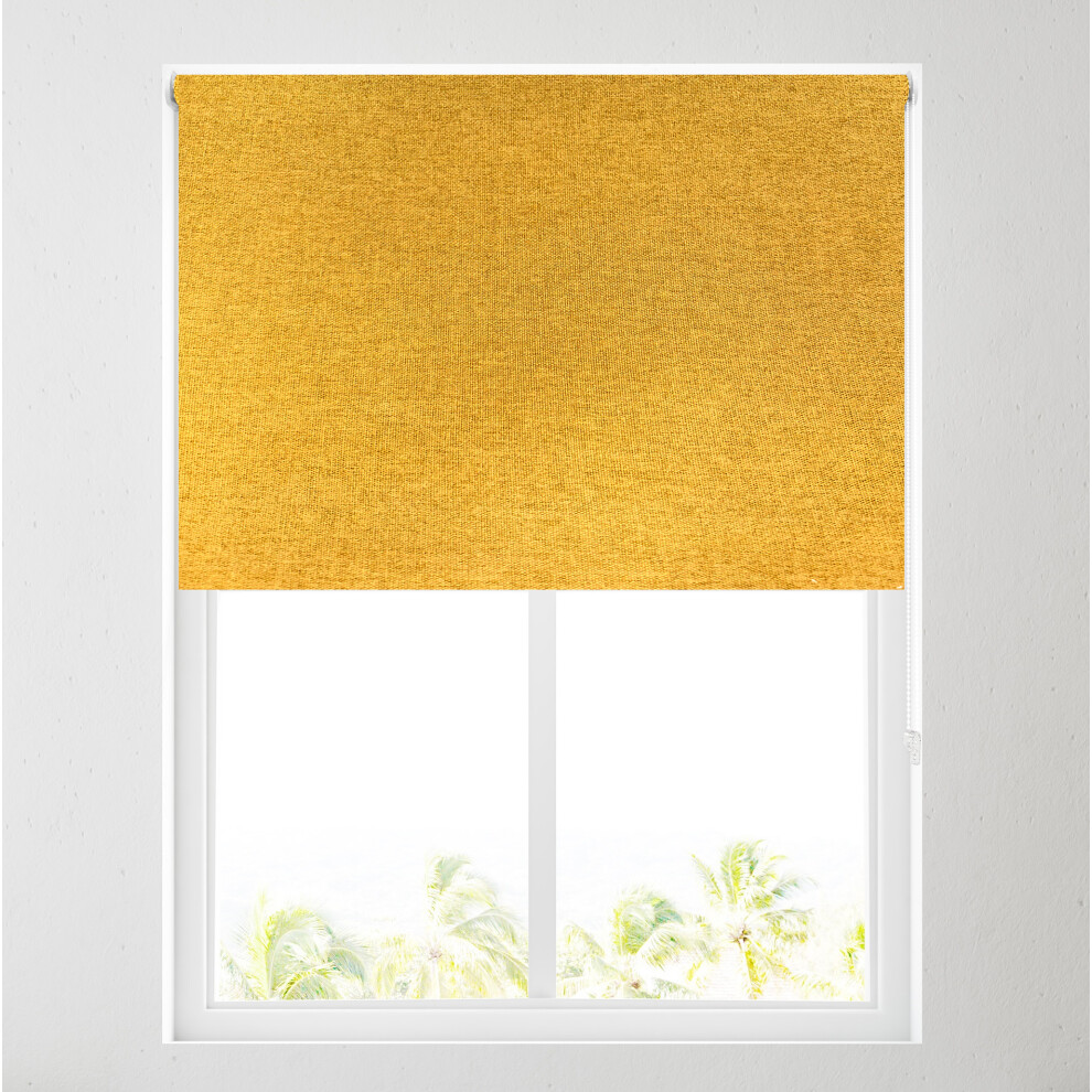 Barnes Blinds And Interiors (, 4Ft (122Cm)) Ara Soft Textured Plain Thermal Blackout Roller Blinds - Free Cut To Size Gold