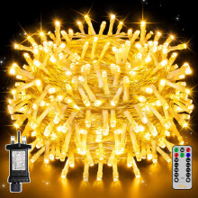 Ollny Christmas Tree Lights 20m 200 LED Outdoor Fairy Light Mains Powered Waterproof String Light with Plug/Remote/8 Modes/Timer Bright Lighting