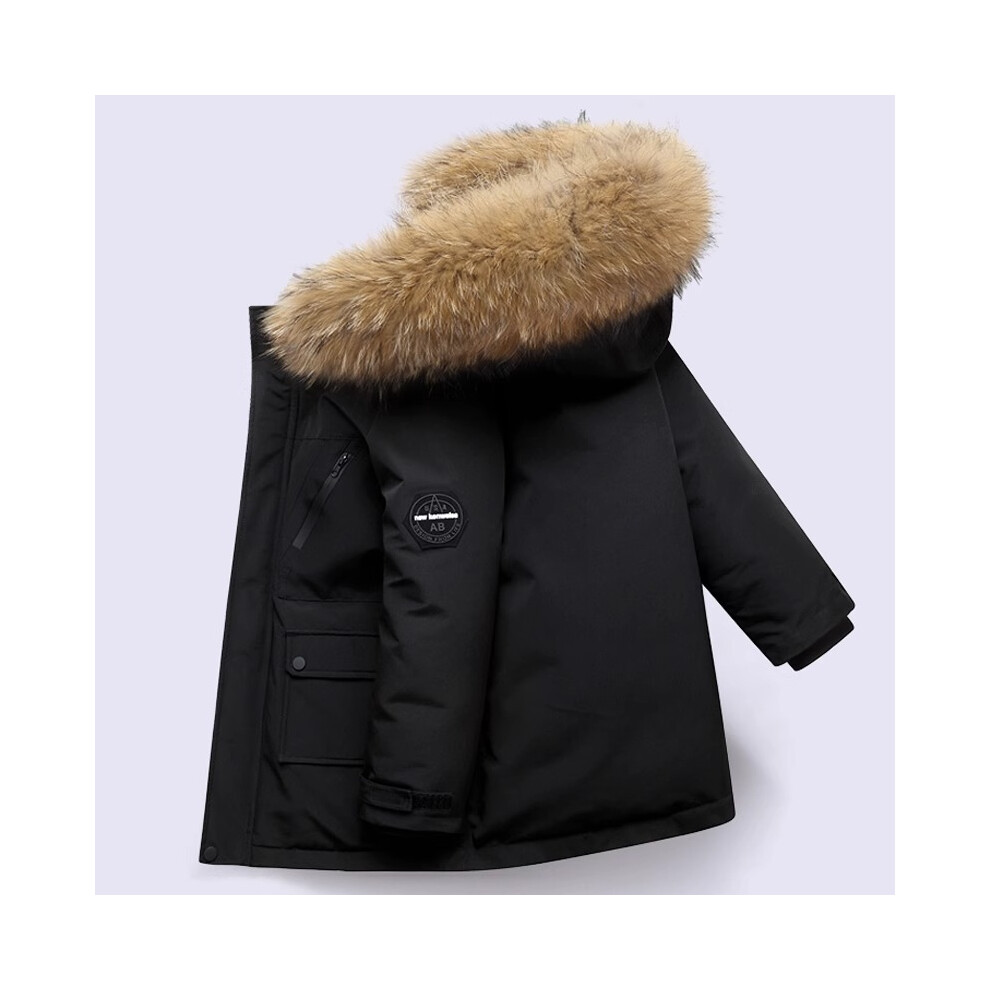 (Black, 9-10Years) Kids Boys Coat Hooded Parka Jacket Outwear UK