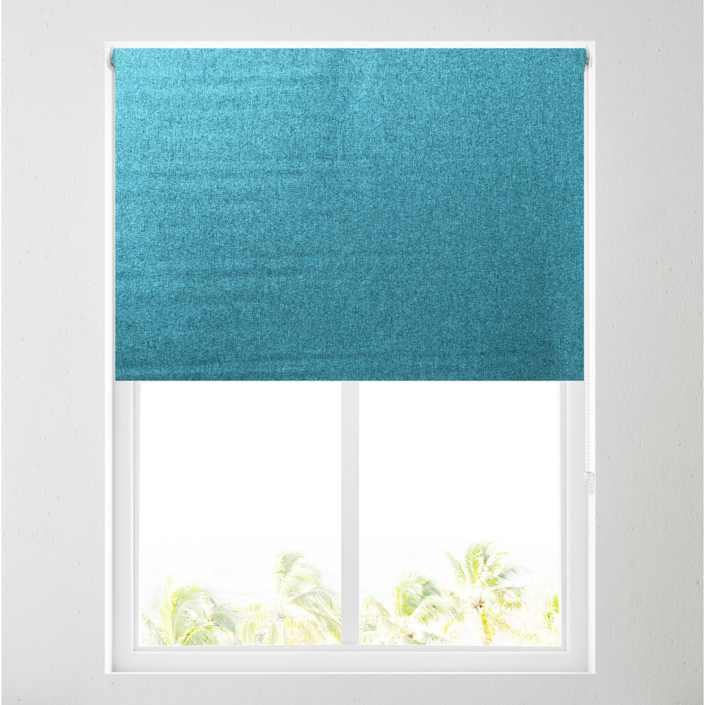Barnes Blinds And Interiors (Lagoon, 6Ft (183Cm)) Ara Soft Textured Plain Thermal Blackout Roller Blinds - Free Cut To Size Light