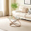 Comfy Living (Gold) Round Abstract Tempered Glass Coffee Table Chrome Effect Frame In Gold Or Silver 4