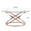 Comfy Living (Gold) Round Abstract Tempered Glass Coffee Table Chrome Effect Frame In Gold Or Silver 3