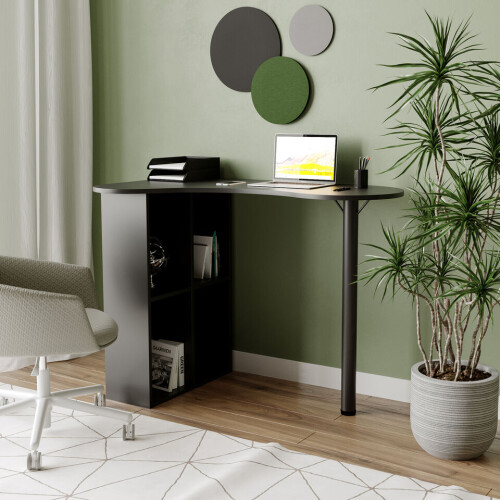 URBN Living (Black ) Wooden Computer Desk w/ Bookcase & Storage Shelves