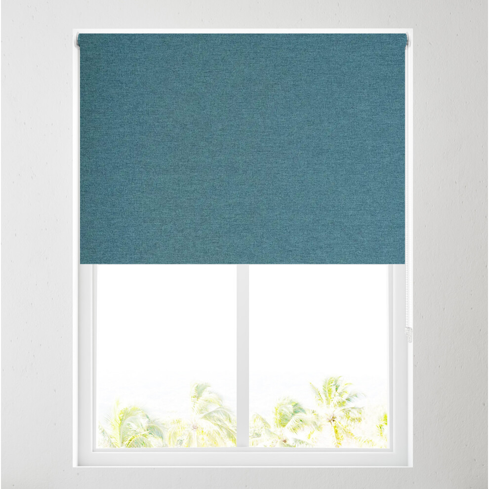 Barnes Blinds And Interiors (Teal, 6Ft (183Cm)) Ara Soft Textured Plain Thermal Blackout Roller Blinds - Free Cut To Size Light