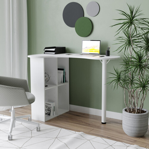 URBN Living (White) Wooden Computer Desk w/ Bookcase & Storage Shelves