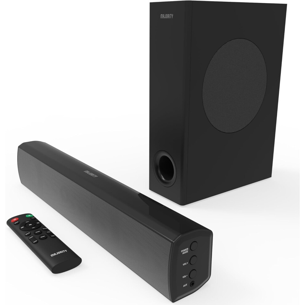 (Bowfell Plus) Bluetooth Soundbar With Subwoofer | 100 Watts Sound Bar For Tv | 2.1 Stereo Tv Sound Bar With Optical, Rca, Usb, And Aux Playback | Tv 4038723042454