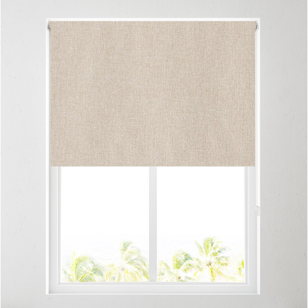 Barnes Blinds And Interiors (Natural, 4Ft (122Cm)) Ara Soft Textured Plain Thermal Blackout Roller Blinds - Free Cut To Size Light