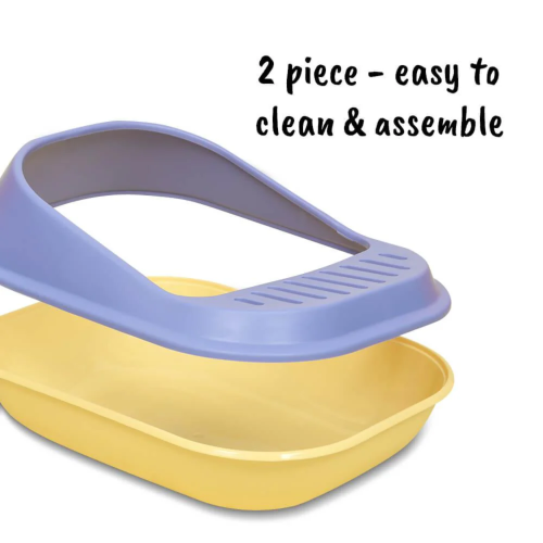 AllPetSolutions Cat Litter Tray with High Sides & Scoop, Grey 1