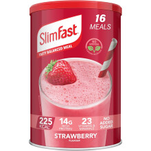 SlimFast Strawberry Flavour High-Protein Meal Replacement Powder, 584 g (16 Servings) - 14 g Protein,