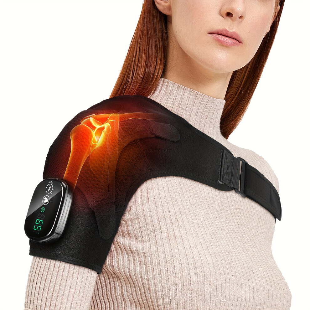 Flemye Black (Black) 1Pc Heated Shoulder Massager - Soothing Heat Therapy With Deep-Kneading Massage