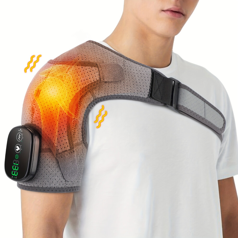 Flemye Gray (Gray) 1Pc Heated Shoulder Massager - Soothing Heat Therapy With Deep-Kneading Massage