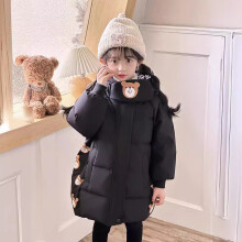 (Black, 4-5Years) Kids Girls Coat Hooded Parka Jacket Warm Winter UK