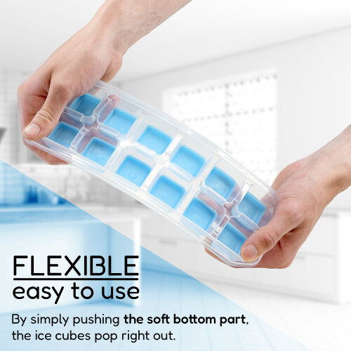 GEEZY GEEZY Ice Cube Tray with Lid Stackable Silicone Icecube Trays Reusable Moulds 1