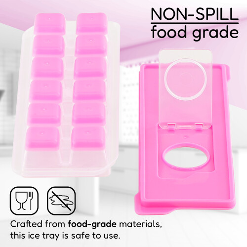 GEEZY GEEZY Ice Cube Tray with Lid Stackable Silicone Icecube Trays Reusable Moulds 2
